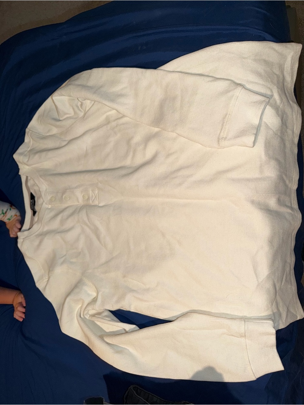 Men's Long Sleeve Waffle Henley Shirt - White